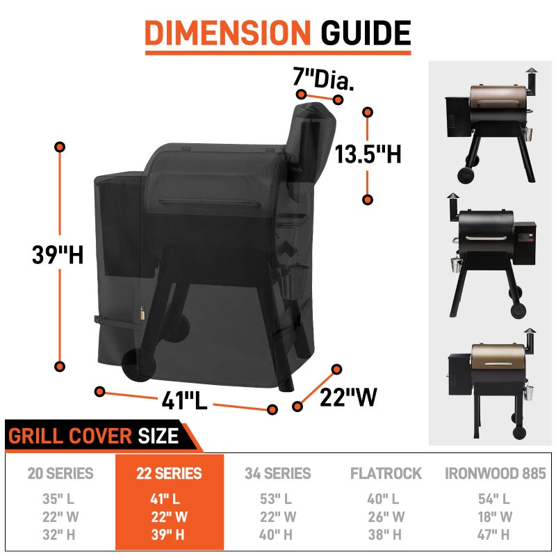 Arcedo Pellet Grill Cover Compatible with Traeger Pro 22 Series - Waterproof Outdoor Wood BBQ Smoker Covers for Century 22, Eastwood 22, Pro 575, Lil' Tex Elite 22, Heavy Duty Grilling Protector - Image 2